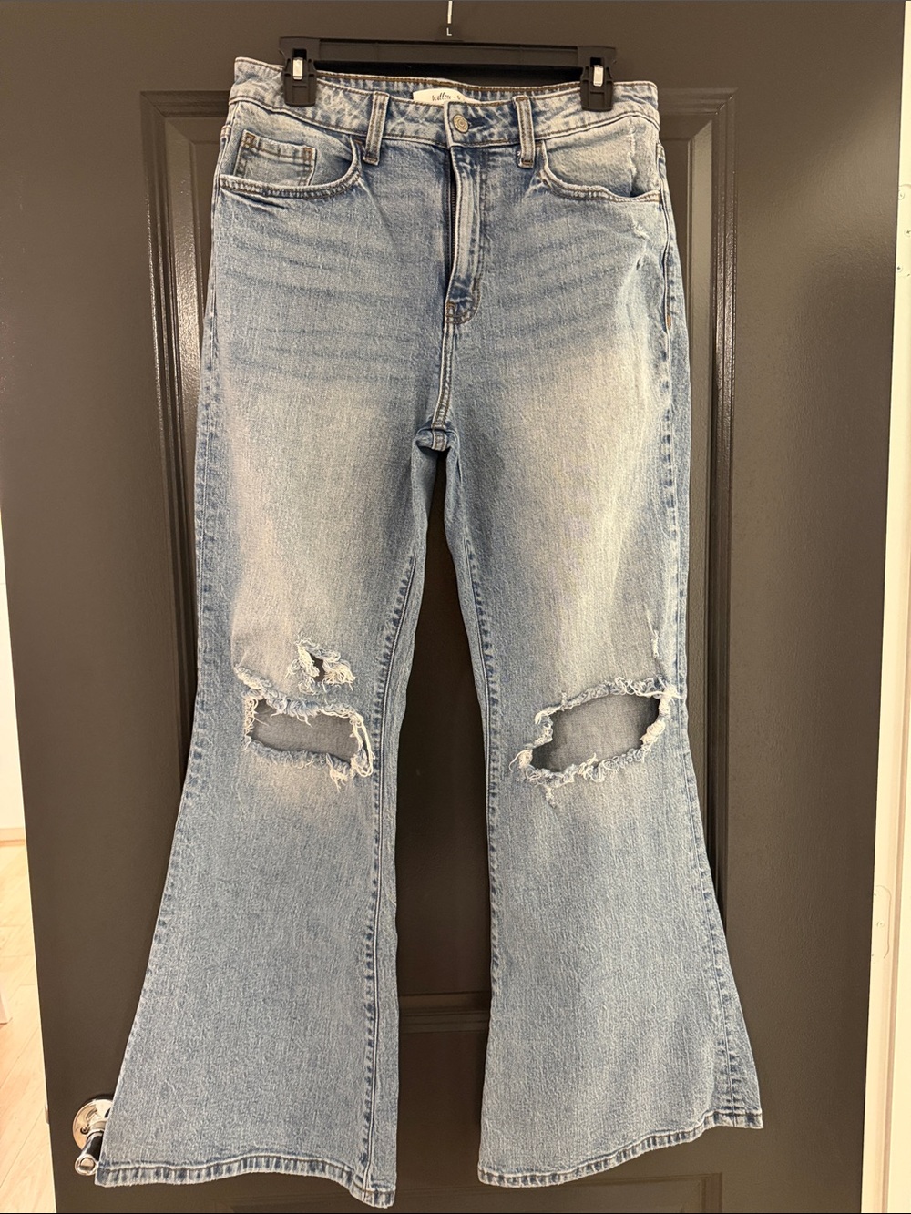 Light Blue Distressed Flared Women's Jeans